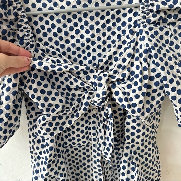 Sea New York 100% Cotton Button Tie Front Puff Sleeve Blouse Size 6 - Picture 7 of 10